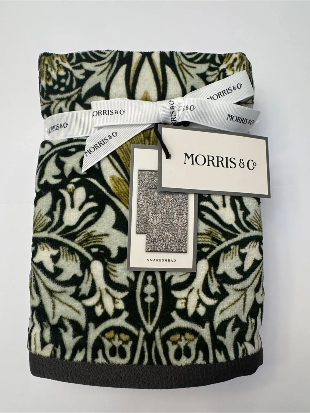 2pc MORRIS & CO 100% Cotton Velour Hand Bath Towel Set - Green/Tan